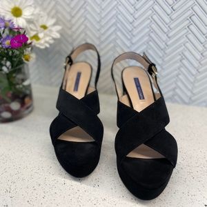 *PRICE DROP* Stuart Weitzman Black Suede Platform Sandal